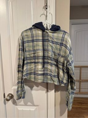 NWT American Eagle Plaid Hooded Flannel Jacket